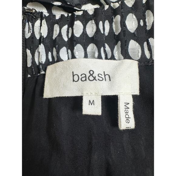 ba&sh Bessie Skirt Medium Black White Pleated Midi Polka Dot Elastic Waist NWOT - Picture 6 of 10